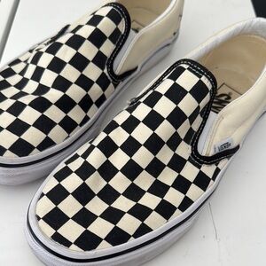 Vans Checkered Slip-On Shoes - Black and White